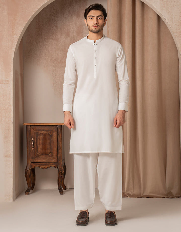 Blended White Shalwar Kameez - J. Junaid Jamshed