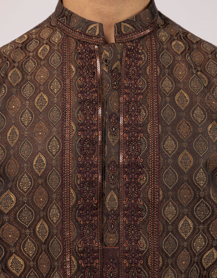 Polyester Brown Special Kurta - J. Junaid Jamshed