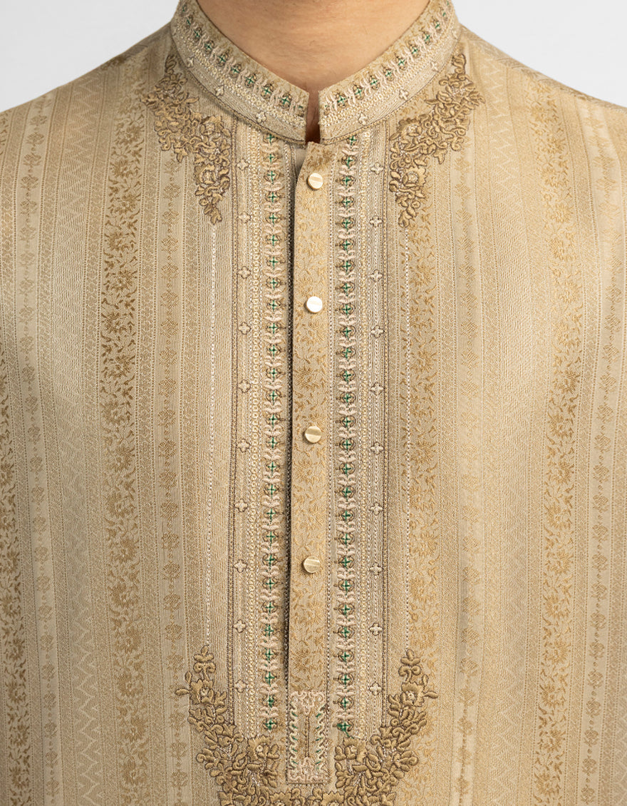 Polyester Antiq Gold Special Kurta - J. Junaid Jamshed