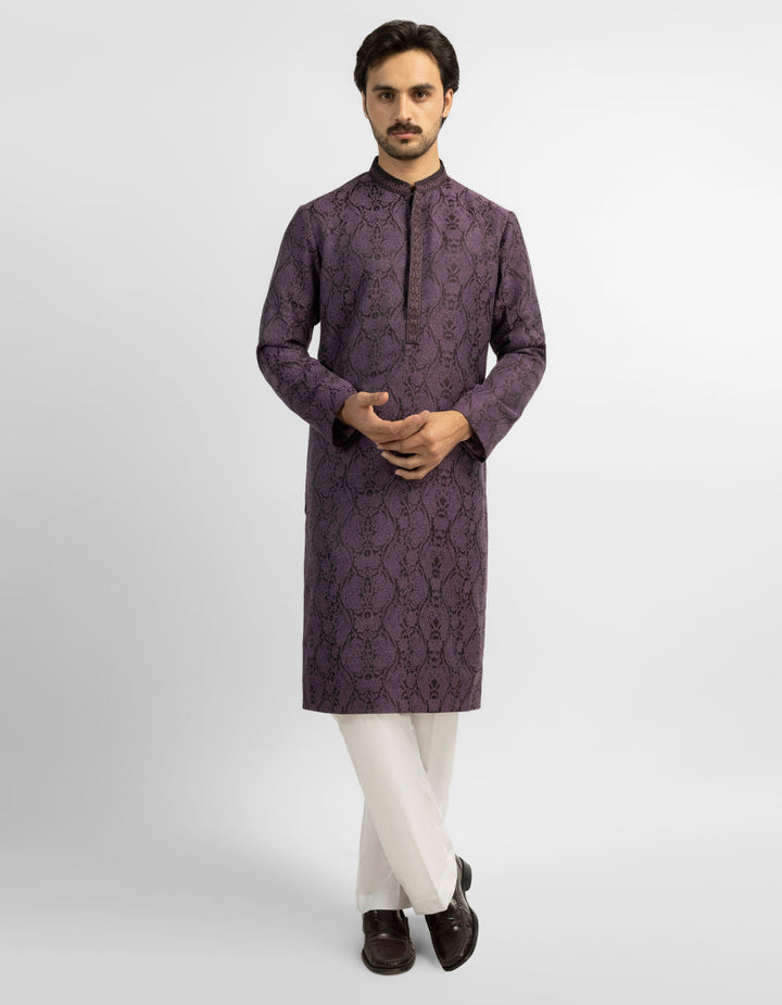 Polyester Purple Special Kurta - J. Junaid Jamshed