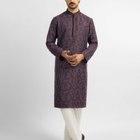 Polyester Purple Special Kurta - J. Junaid Jamshed