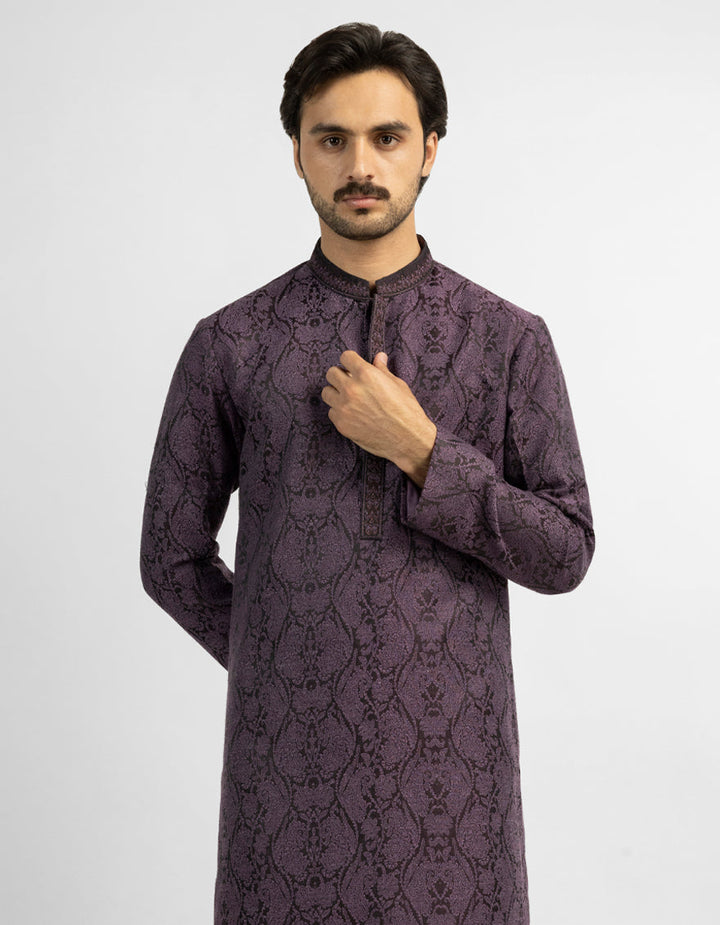 Polyester Purple Special Kurta - J. Junaid Jamshed