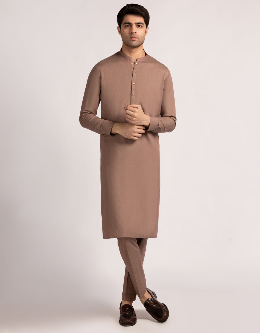 Cotton Red Brown Kurta Trouser- J. Junaid Jamshed