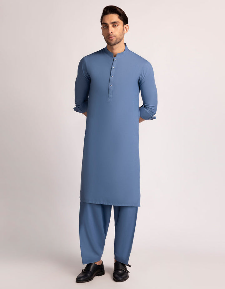 Blended Blue Shalwar Kameez - J. Junaid Jamshed
