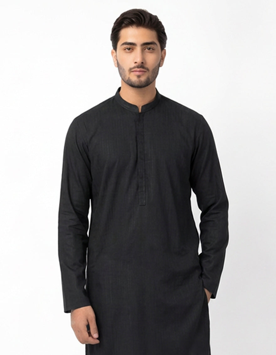 Cotton Charcoal Kurta Trouser - J. Junaid Jamshed
