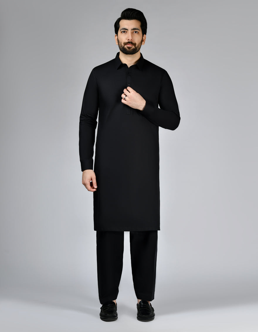 Cotton Black Unstitched - J. Junaid Jamshed