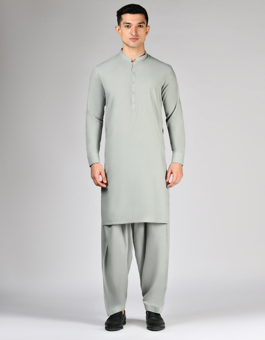 Blended Green Unstitched Suit - J. Junaid Jamshed