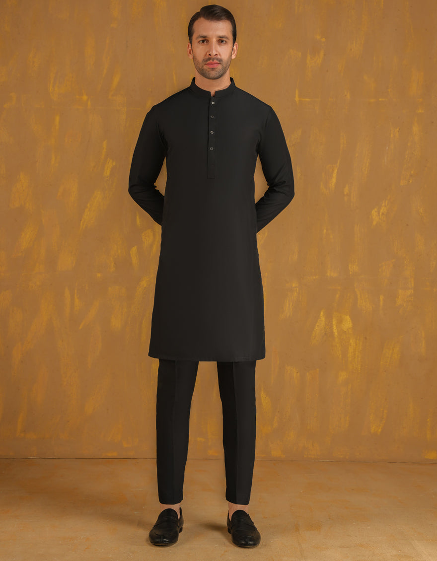 Blended Black Unstitched - J. Junaid Jamshed