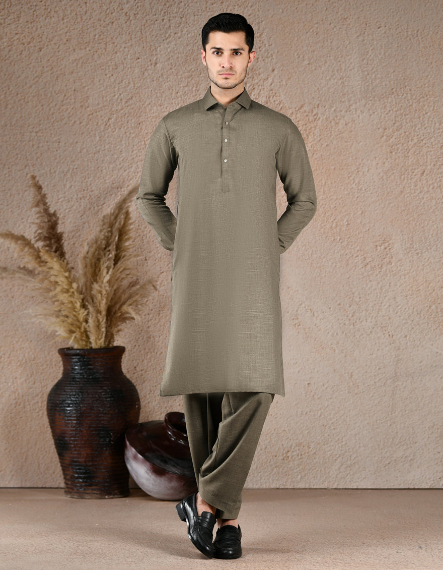 Blended Light Green Unstitched Suit - J. Junaid Jamshed