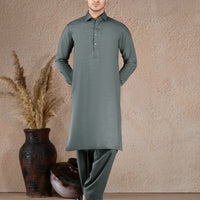 Blended Blue Unstitched Suit - J. Junaid Jamshed