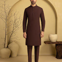 Blended Brown Unstitched Suit - J. Junaid Jamshed