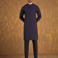 Blended Indigo Unstitched Suit - J. Junaid Jamshed