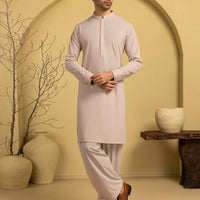 Blended Fawn Unstitched Suit - J. Junaid Jamshed