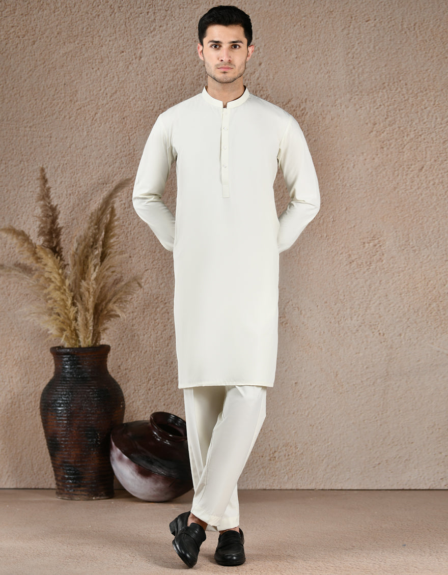 Blended Ivory Unstitched Suit - J. Junaid Jamshed