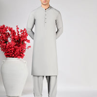 Blended Ash Grey Unstitched Suit - J. Junaid Jamshed