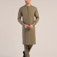 Blended Deep Beige Unstitched Suit - J. Junaid Jamshed