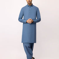 Cotton Bluish Grey Unstitched Suit - J. Junaid Jamshed