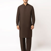 Blended Deep Brown Unstitched Suit - J. Junaid Jamshed