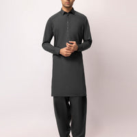 Blended Grey Unstitched Suit - J. Junaid Jamshed