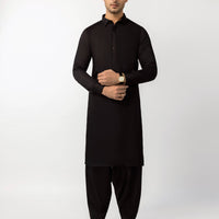 Blended Black Unstitched Suit - J. Junaid Jamshed