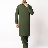 Blended Forest Green Unstitched Suit - J. Junaid Jamshed