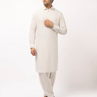 Ash White Unstitched Suit - J. Junaid Jamshed