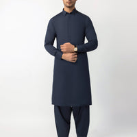 Blended Midnight Blue Unstitched Suit - J. Junaid Jamshed