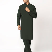 Blended Forest Green Unstitched Suit - J. Junaid Jamshed