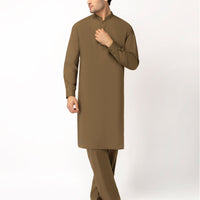 Blended Mud Brown Unstitched Suit - J. Junaid Jamshed