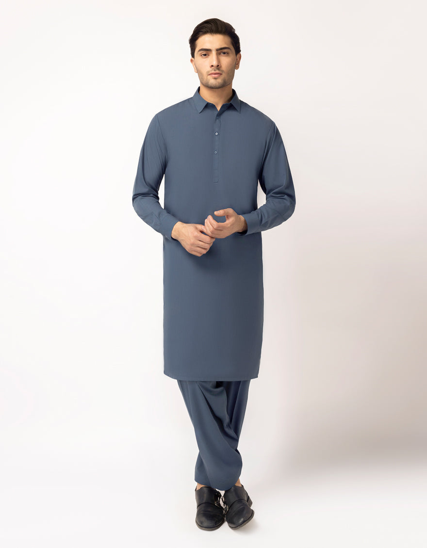 Blended Greyish Blue Unstitched Suit - J. Junaid Jamshed Janan Blended Greyish Blue Unstitched Suit - J. Junaid Jamshed Janan