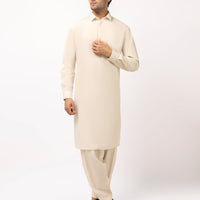 Blended Cream Unstitched Suit - J. Junaid Jamshed