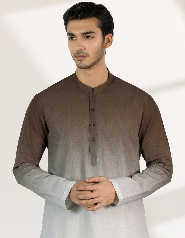 Cotton Brown Short Kurta - J. Junaid Jamshed