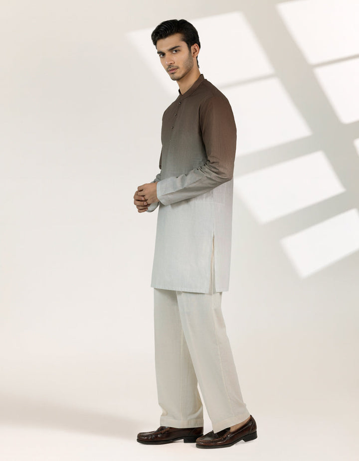 Cotton Brown Short Kurta - J. Junaid Jamshed