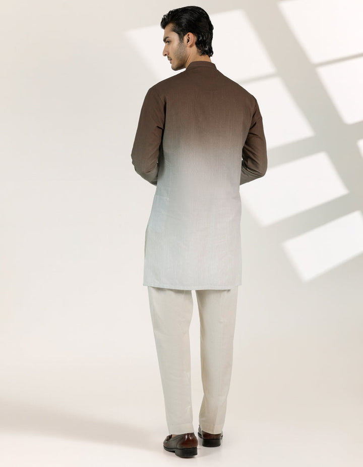 Cotton Brown Short Kurta - J. Junaid Jamshed