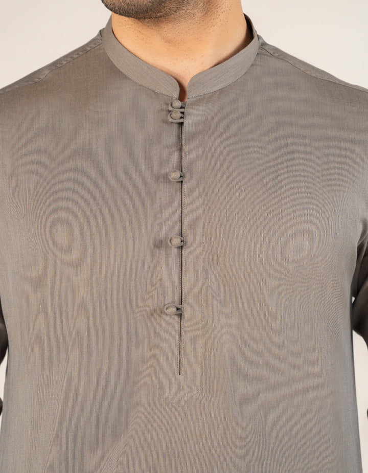 Cotton Stone Grey Short Kurta - J. Junaid Jamshed