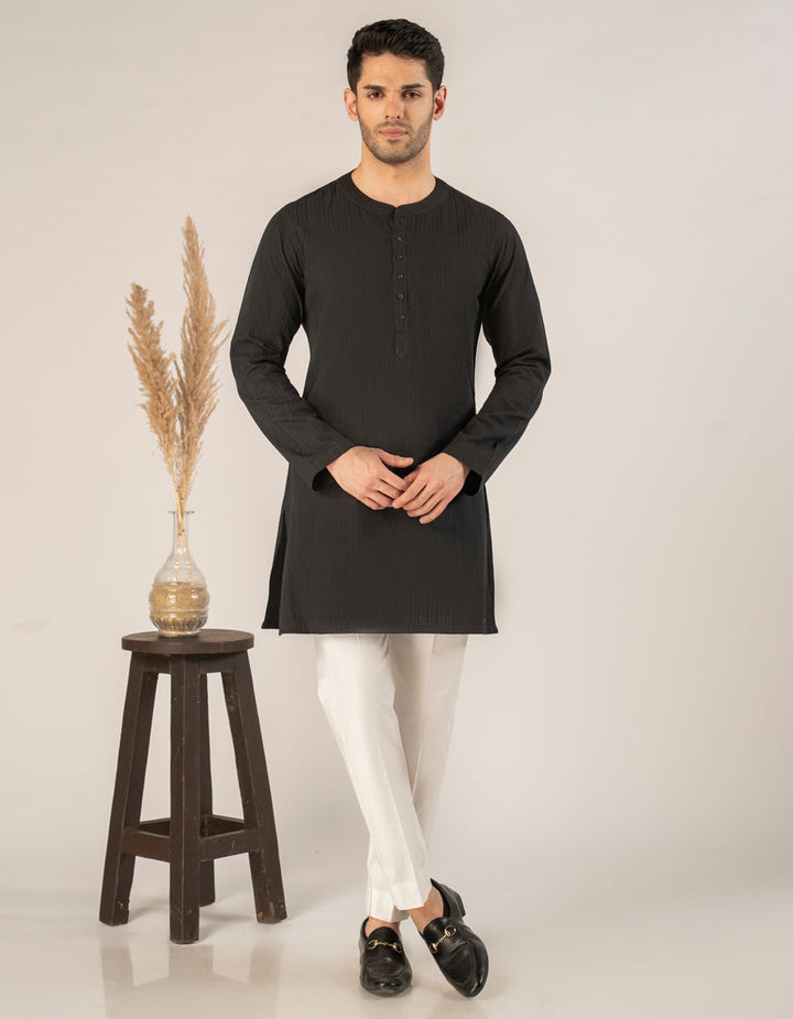 Cotton Black Kurta - J. Junaid Jamshed