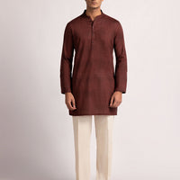 Cotton Black Red Kurta - J. Junaid Jamshed