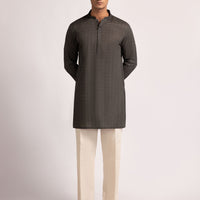 Cotton Deep Grey Kurta - J. Junaid Jamshed