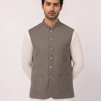 Suiting Grey Waist Coat - J. Junaid Jamshed