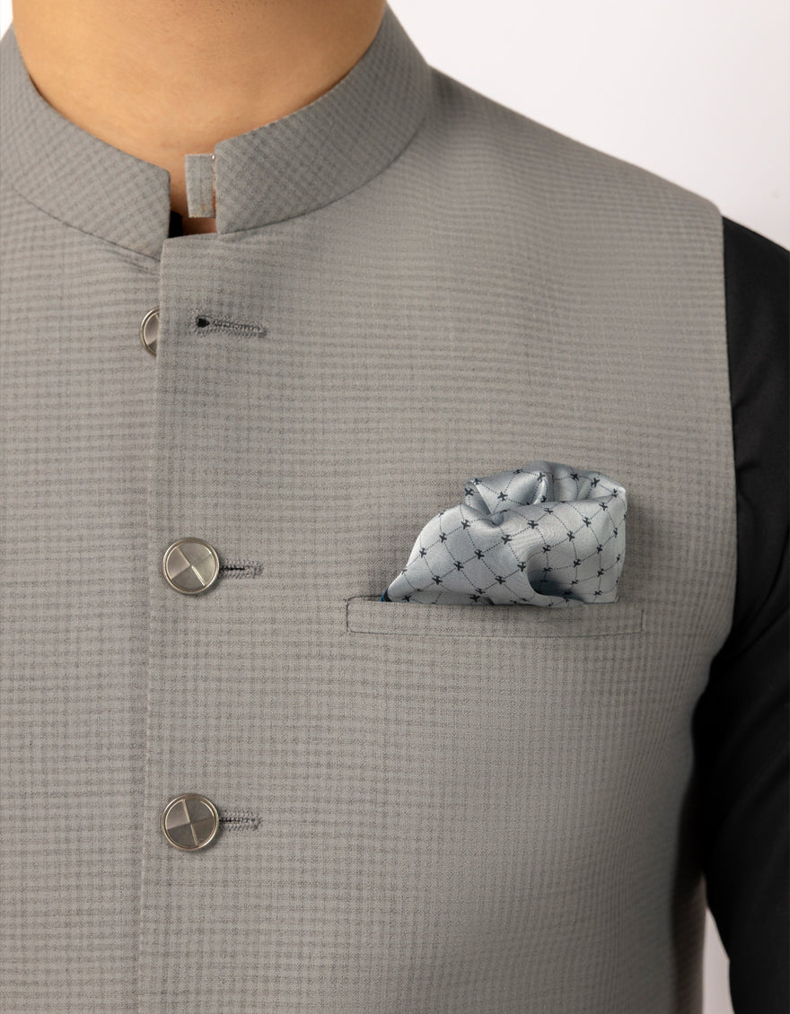 Polyester Grey Waist Coat - J. Junaid Jamshed