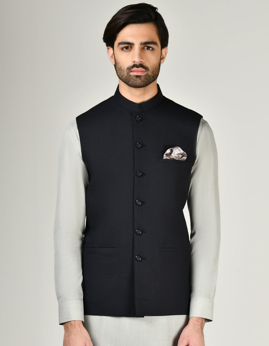 Suiting Midnight Blue Waistcoat - J. Junaid Jamshed