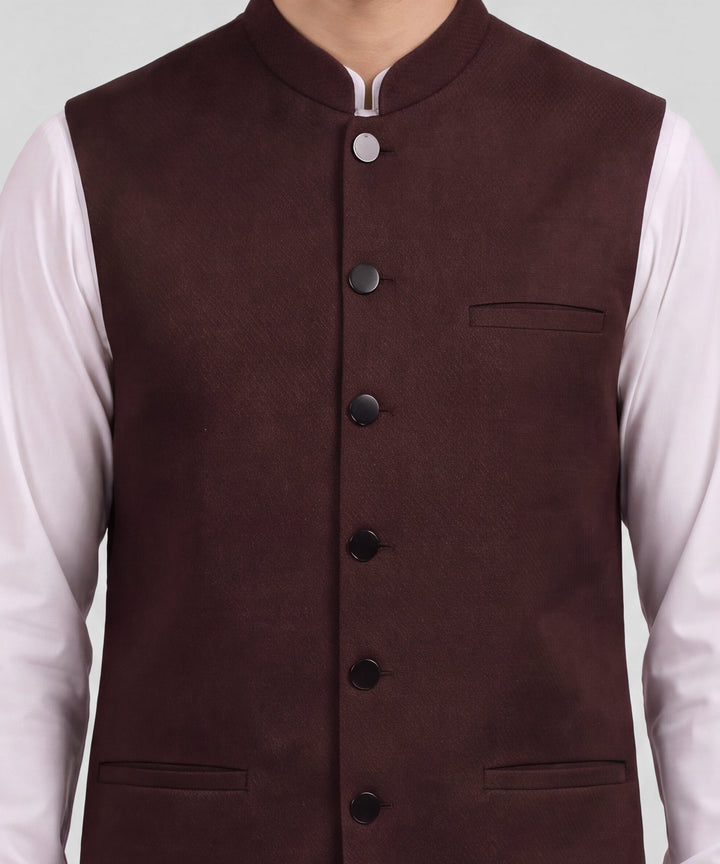 Blended Maroon Waist Coat - J. Junaid Jamshed