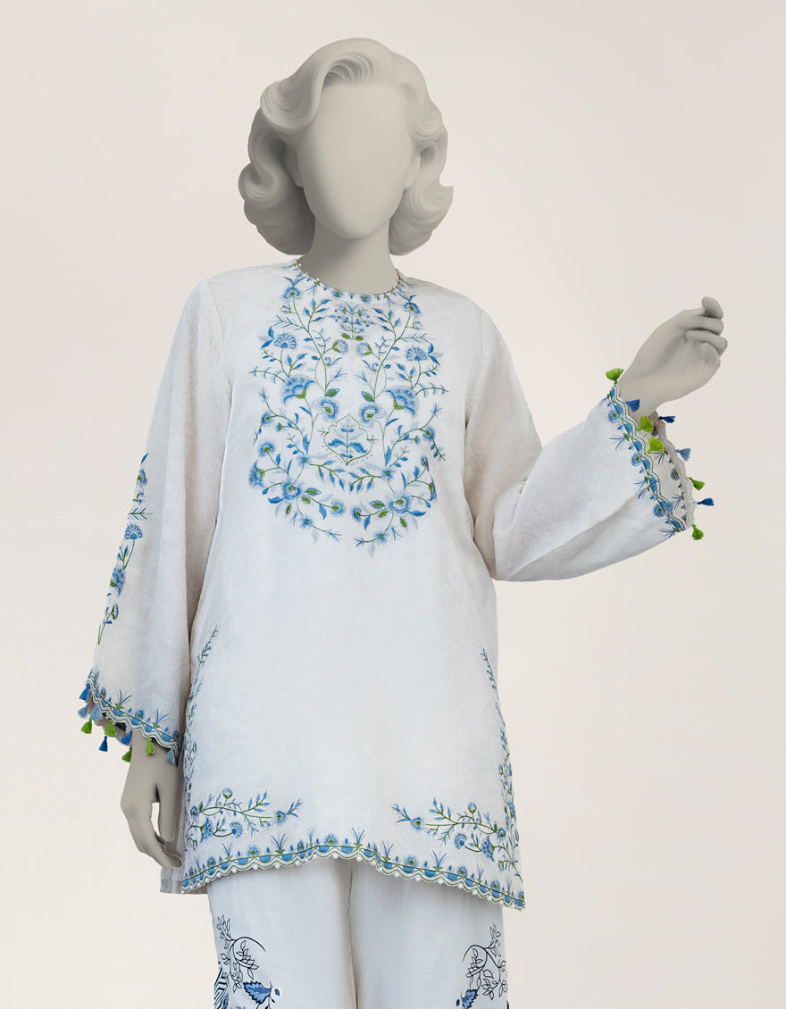 Dobby Off White Stitched Suit - J. Junaid Jamshed