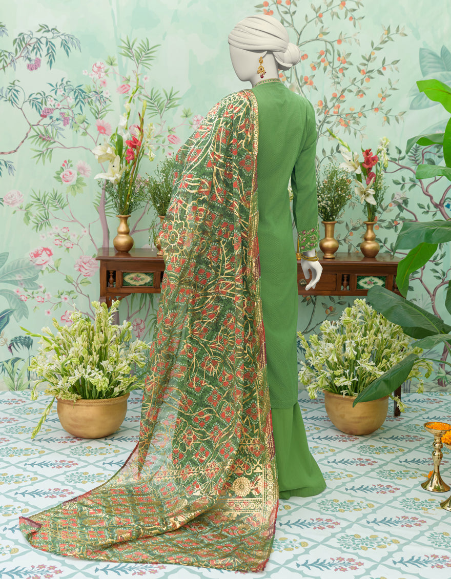 Dobby Green Stitched Suit - J. Junaid Jamshed