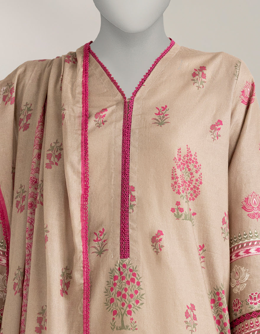 Cambric Brown Stitched Suit - J. Junaid Jamshed