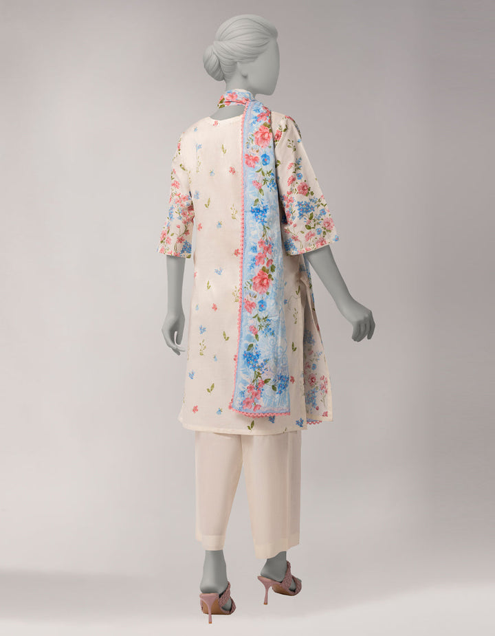 Lawn Off White Stitched Suit - J. Junaid Jamshed