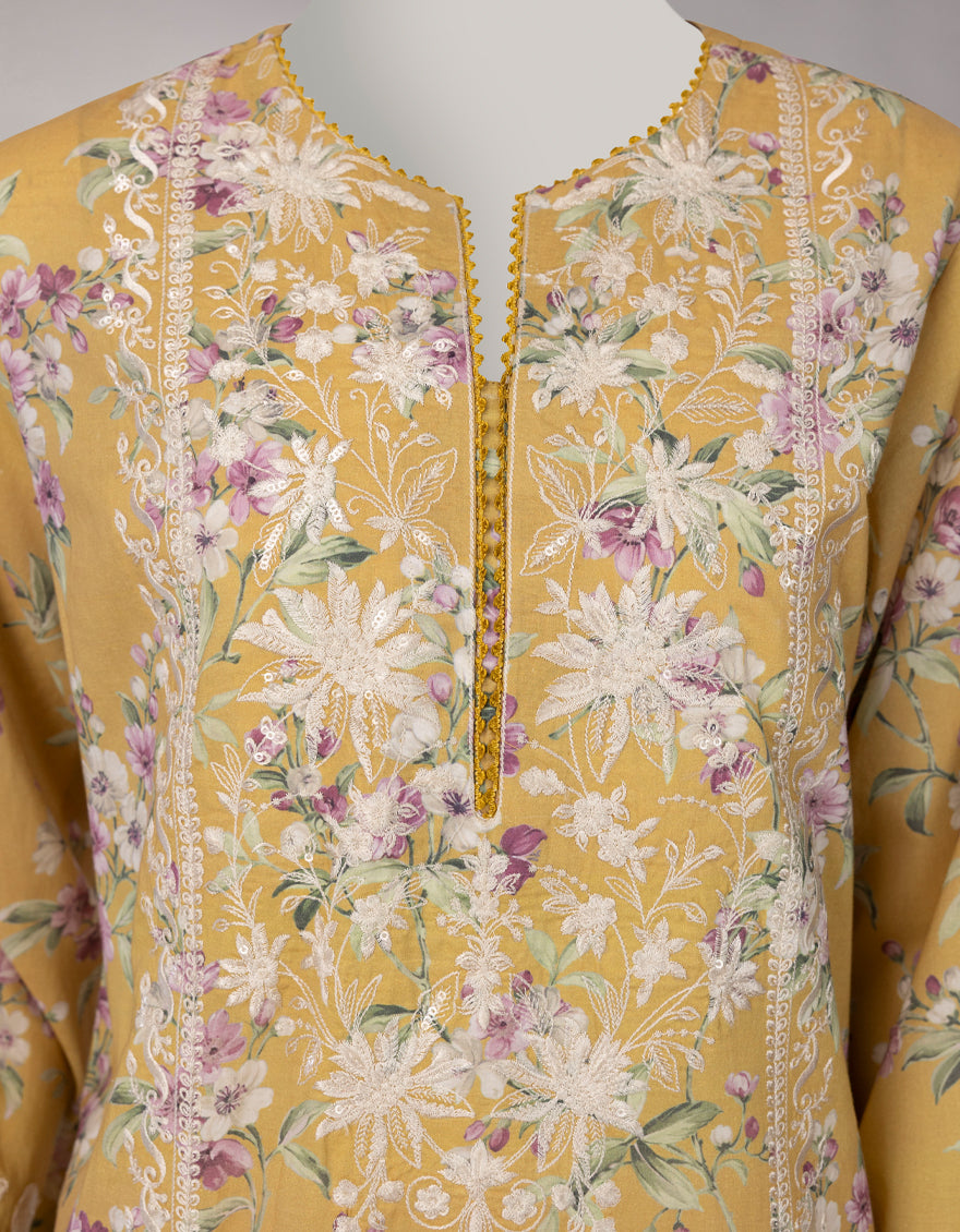 Lawn Yellow Stitched Suit - J. Junaid Jamshed