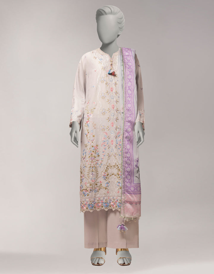 Lawn Grey Stitched Suit - J. Junaid Jamshed