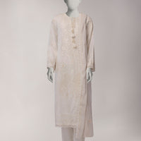 Lawn White Stitched Suit - J. Junaid Jamshed