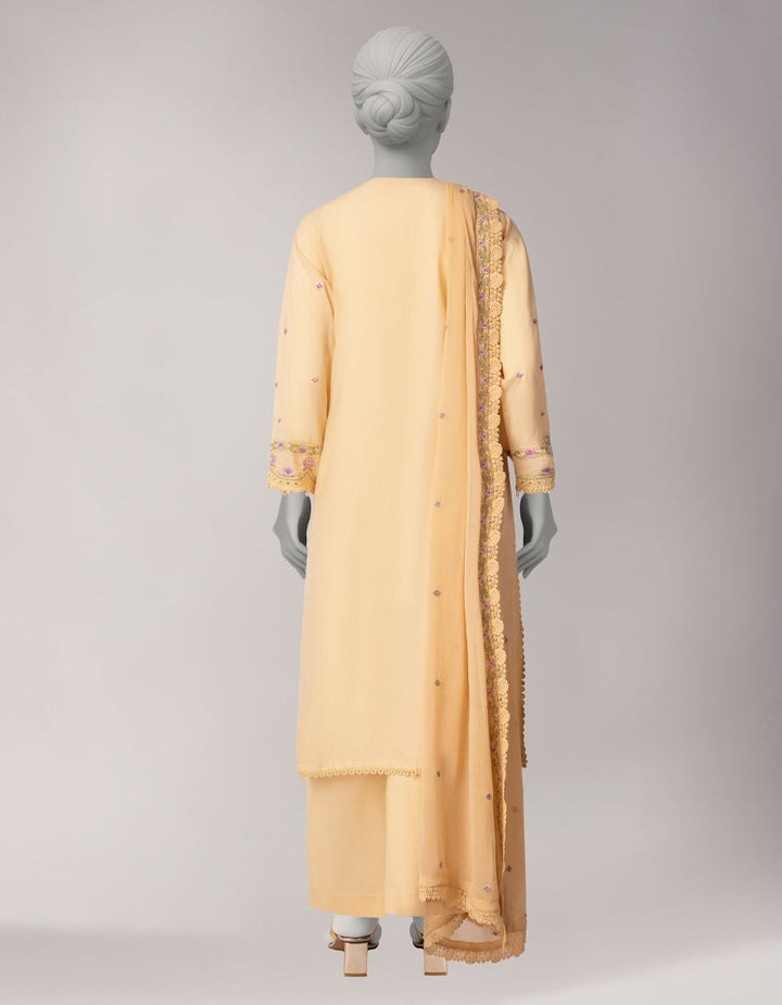 Lawn Cream Stitched Suit - J. Junaid Jamshed